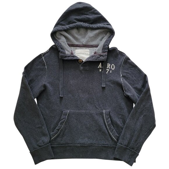 Aeropostale Tops - Aeropostale Womens Dark Gray Pullover Hoodie With Buttons Size Medium